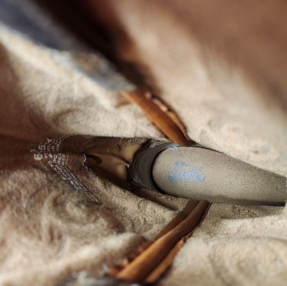 Justin Cowboy Boots Women's Size 6D Mid Calf Pointed Toe Western Brown Leather - Picture 9 of 11